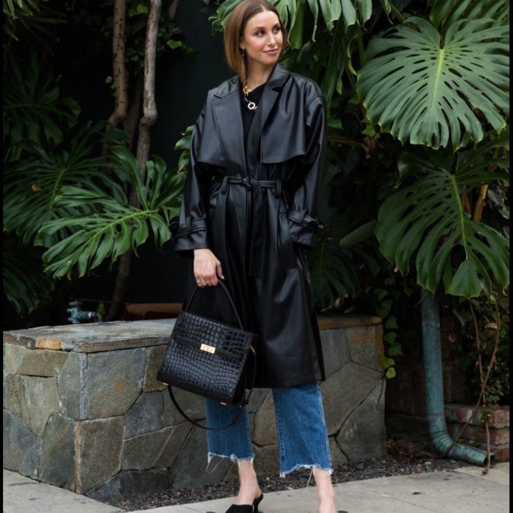 Love, Whit by Whitney Port Black Faux Leather Trench Coat